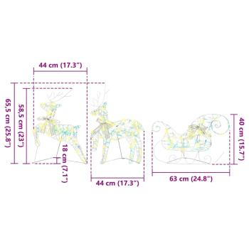 LED Rentiere mit 60 LEDs 3 pcs Warmes Weiß PET