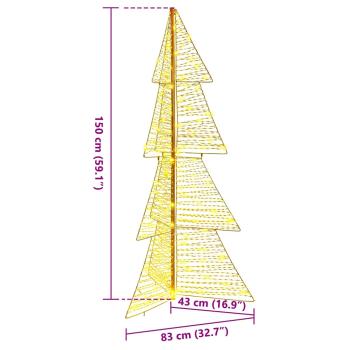 Weihnachtsbaum mit 160 LEDs Warmes Weiß 150 cm PET