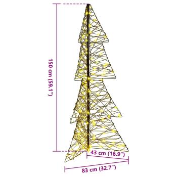 Weihnachtsbaum mit 160 LEDs Warmes Weiß 150 cm Rattan
