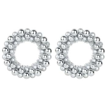 Weihnachtsballkränze 2 pcs Silber 33 x 33 x 7 cm Polystyrol