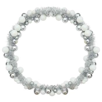 Weihnachtskugelgirlande Weiß und Silber 186 cm Polystyrol