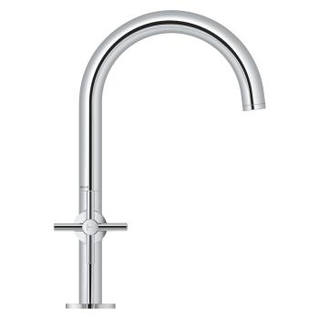 GROHE Atrio Waschtisch-Einlochbatterie, L-Size, Kreuzgriffe, Ablaufgarnitur, chrom (21144000)