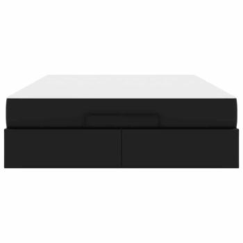 Bettgestell mit Matratze Schwarz 140 x 190 cm Kunstleder