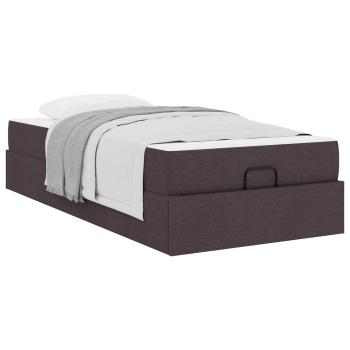 Bettgestell mit Matratze 2 Stk. Hellbraun Stoff