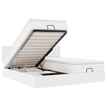 Ottoman-Bett mit Matratzen Weiß 160x200 cm Kunstleder