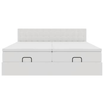 Ottoman-Bett mit Matratzen Weiß 160x200 cm Kunstleder