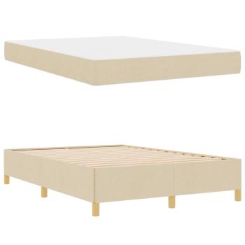 Boxspringbett mit Matratze Creme und Weiß 140 x 190 cm Stoff