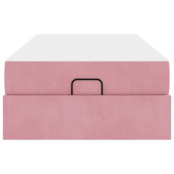 Bettgestell mit Matratze mit Speicher Rosa 90 x 190 cm Samt