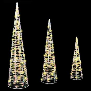 Weihnachtsbaum mit 90 LEDs 3 pcs Warmweiß 40 cm 60 cm 80 cm PET