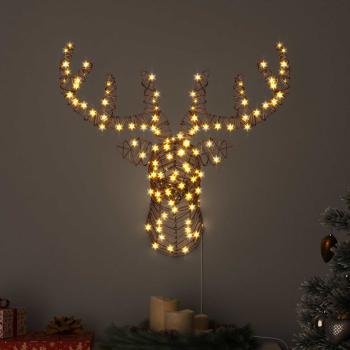 ARDEBO.de - Rentier Zieh Schlitten Warmweiß 60 cm Rattan