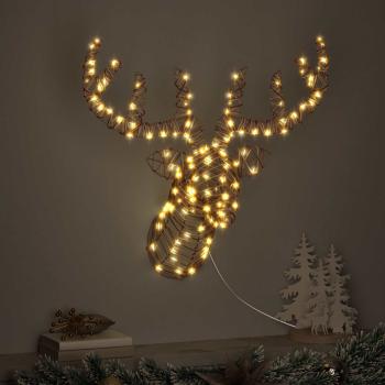 Rentier Zieh Schlitten Warmweiß 60 cm Rattan