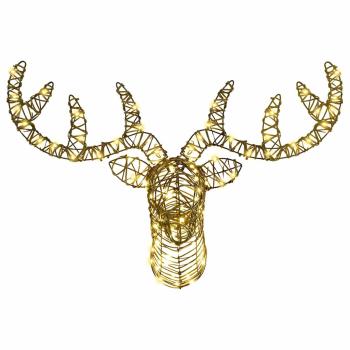 Rentier Zieh Schlitten Warmweiß 60 cm Rattan