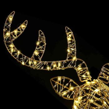 Rentier Zieh Schlitten Warmweiß 60 cm Rattan