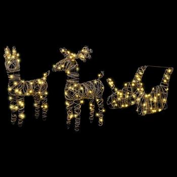 ARDEBO.de - Rentier Zieh Schlitten Warmes Weiß 52,5 x 28 x 32,5 cm Rattan