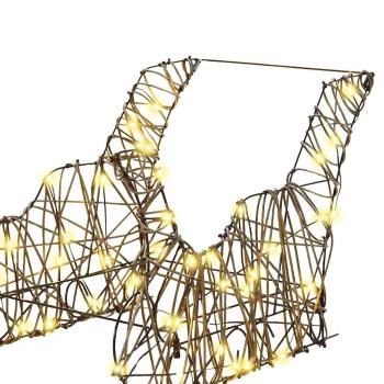 Rentier Zieh Schlitten Warmes Weiß 52,5 x 28 x 32,5 cm Rattan