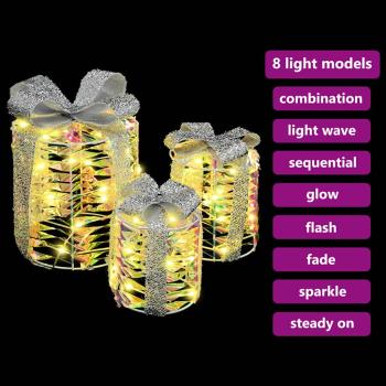 Geschenkbox Dekoration 3 pcs Warmweiß 12 cm 15 cm 20 cm PET