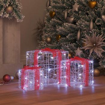 Geschenkbox mit 60 LEDs 3 pcs Kaltweiß 20 x 20 x 20 cm Acryl