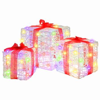 ARDEBO.de - Geschenkbox mit 60 LEDs 3 pcs Mehrfarbig 20 x 20 x 20 cm Acryl
