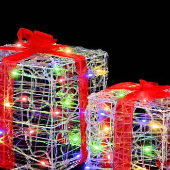 Geschenkbox mit 60 LEDs 3 pcs Mehrfarbig 20 x 20 x 20 cm Acryl