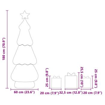 Beleuchteter Weihnachtsbaum mit 3 Geschenkboxen 2D Warm Weiß