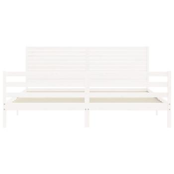 Massivholzbett mit Kopfteil Weiß