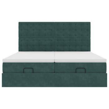ARDEBO.de - Ottoman-Bett mit Matratzen Dunkelgrün 160x200 cm Samt