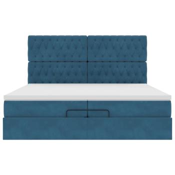 Ottoman-Bett mit Matratzen Dunkelblau 200x200 cm Samt