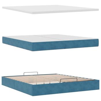 Ottoman-Bett mit Matratzen Dunkelblau 200x200 cm Samt