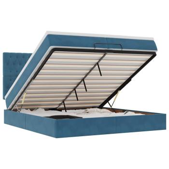 ARDEBO.de - Ottoman-Bett mit Matratzen & LED Dunkelblau 200x200 cm Samt
