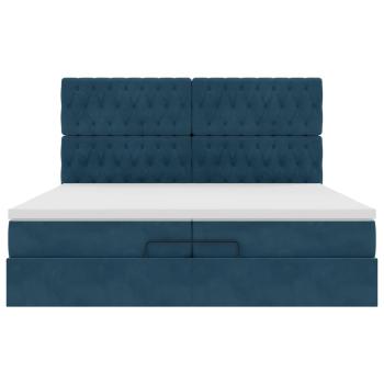 Ottoman-Bett mit Matratzen & LED Dunkelblau 200x200 cm Samt