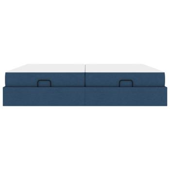 Bettgestell mit Speicher Blau 200 x 200 cm Stoff