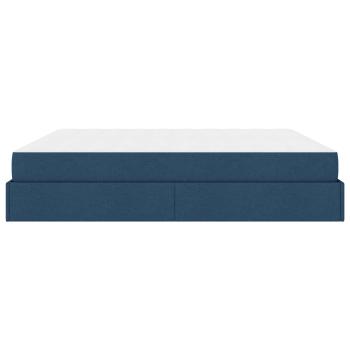 Bettgestell mit Speicher Blau 200 x 200 cm Stoff