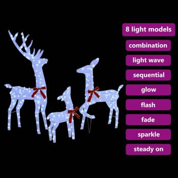 Rentierfamilie 3 pcs Kaltweiß 68 x 26 x 127 cm Stoff