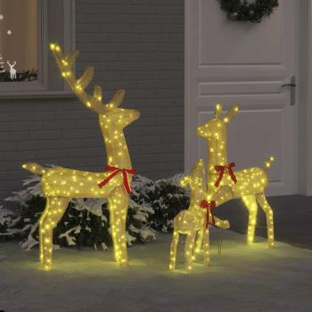 ARDEBO.de - Rentierfamilie 3 pcs Warmweiß 68 x 26 x 127 cm Stoff