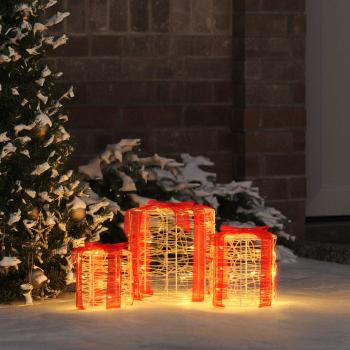 ARDEBO.de - Geschenkbox Dekoration 3 pcs Warmweiß 20 x 20 x 21 cm Acryl