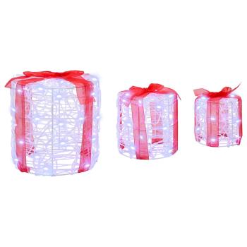 Geschenkbox Dekoration 3 pcs Kaltweiß 20 x 20 x 21 cm Acryl