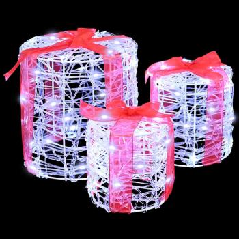 Geschenkbox Dekoration 3 pcs Kaltweiß 20 x 20 x 21 cm Acryl