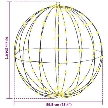 Ball mit 192 LEDs Warmweiß 60 cm Metall