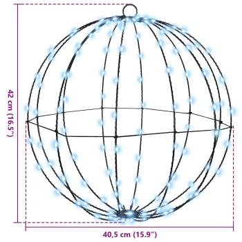 Ball mit 192 LEDs 2 pcs Kaltweiß 40 cm Metall
