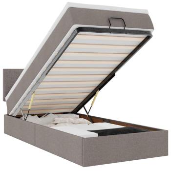 Ottoman-Bett mit Matratze & LEDs Taupe 80x200 cm Stoff