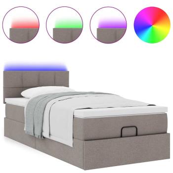 Ottoman-Bett mit Matratze & LEDs Taupe 80x200 cm Stoff
