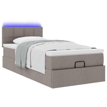 Ottoman-Bett mit Matratze & LEDs Taupe 80x200 cm Stoff