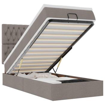 Ottoman-Bett mit Matratze & LEDs Taupe 80x200 cm Stoff