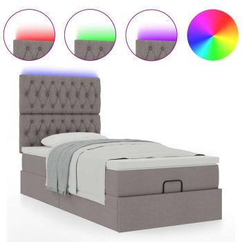 Ottoman-Bett mit Matratze & LEDs Taupe 80x200 cm Stoff