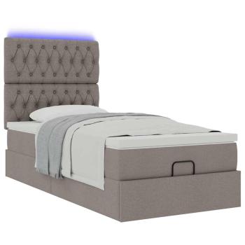 Ottoman-Bett mit Matratze & LEDs Taupe 80x200 cm Stoff