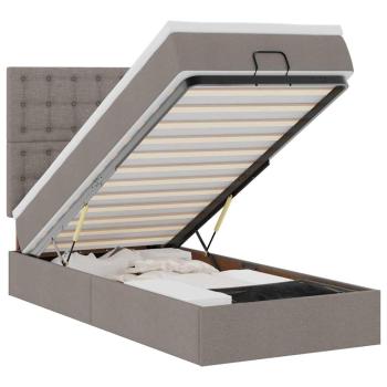 Ottoman-Bett mit Matratze & LEDs Taupe 80x200 cm Stoff