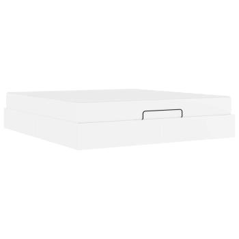 Bettgestell mit Matratze Reinweiß 180 x 200 cm Kunstleder