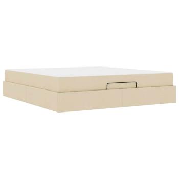 Bettgestell mit Speicher Creme 180 x 200 cm Stoff