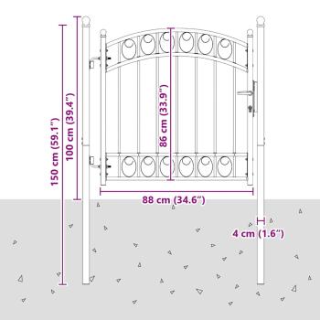 Zauntor mit Schloss Grau 100 x 100 cm Pulverbeschichteter Stahl