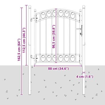 Zauntor mit Schloss Grau 125 x 100 cm Pulverbeschichteter Stahl